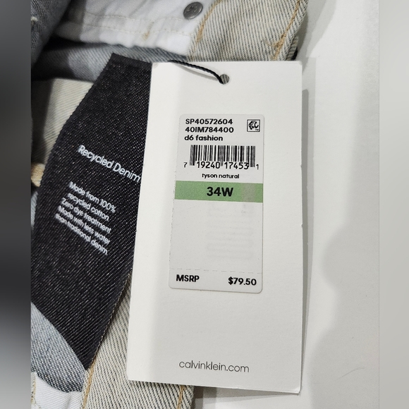 CALVIN KLEIN JEANS TYSON NATURAL RELAXED FIT WIDE LEG GRAY SIZE 34x30 NWT - Picture 5 of 9